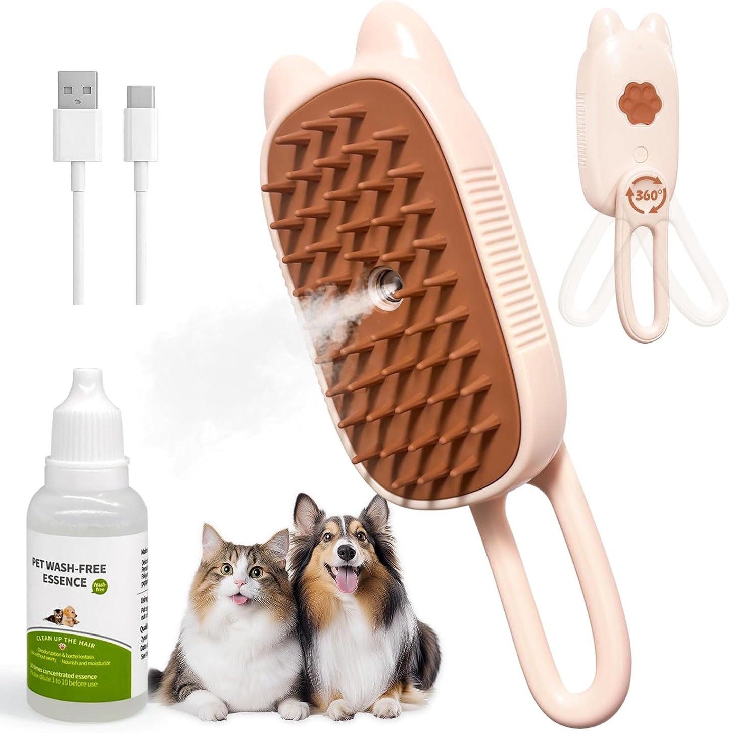 Pet Steam Brush for Dogs and Cats, Spritz Defur Comb 3 in 1 Pet Rechargeable Steam Brush Tool for Long and Short Haired Cats and Dogs, Anti-Static, Shedding, Detangling, Massage & Combing (Purple) - Image 9