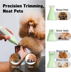 Professional pet paw trimmer and quiet nail grinder head attachments for comprehensive at home claw maintenance.