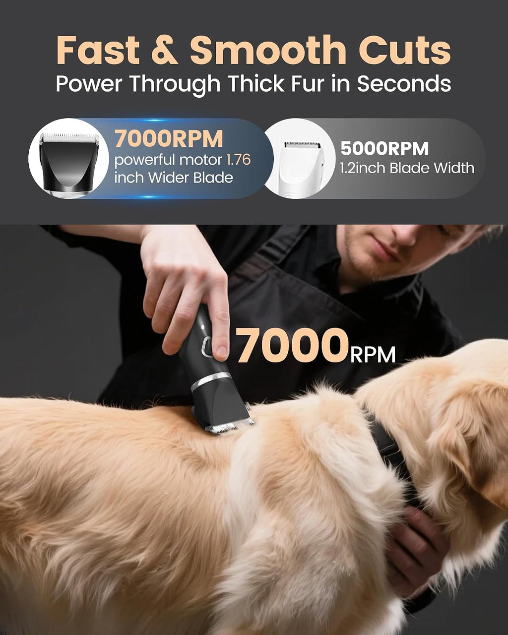 Premium retail packaging for the PAPMINI authentic imported professional dog hair clipper set.