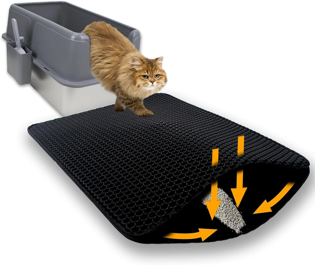 Cat Litter Box Mat Double Layer Trapping Mat Easy-Clean Waterproof Urine Proof(Gray 30x22in) - Image 9