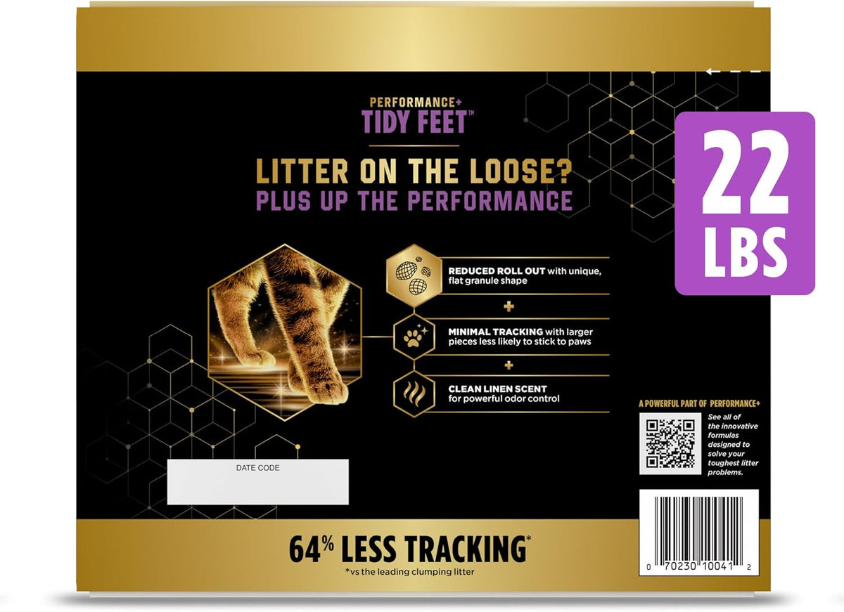 Purina Tidy Cats Performance Plus Tidy Feet Cat Litter, Scented Low Tracking Clumping Multi-Cat Odor Control with Clean Linen Scent, 22 lb. Box - Image 9