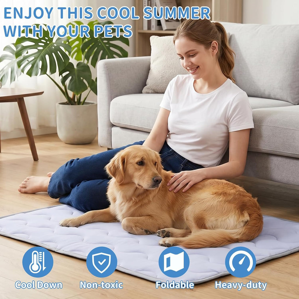 Dog resting on Aupetek self cooling pet pad