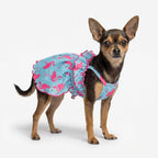 Fitwarm flamingo print doggie skirt showcasing tiered ruffle layers