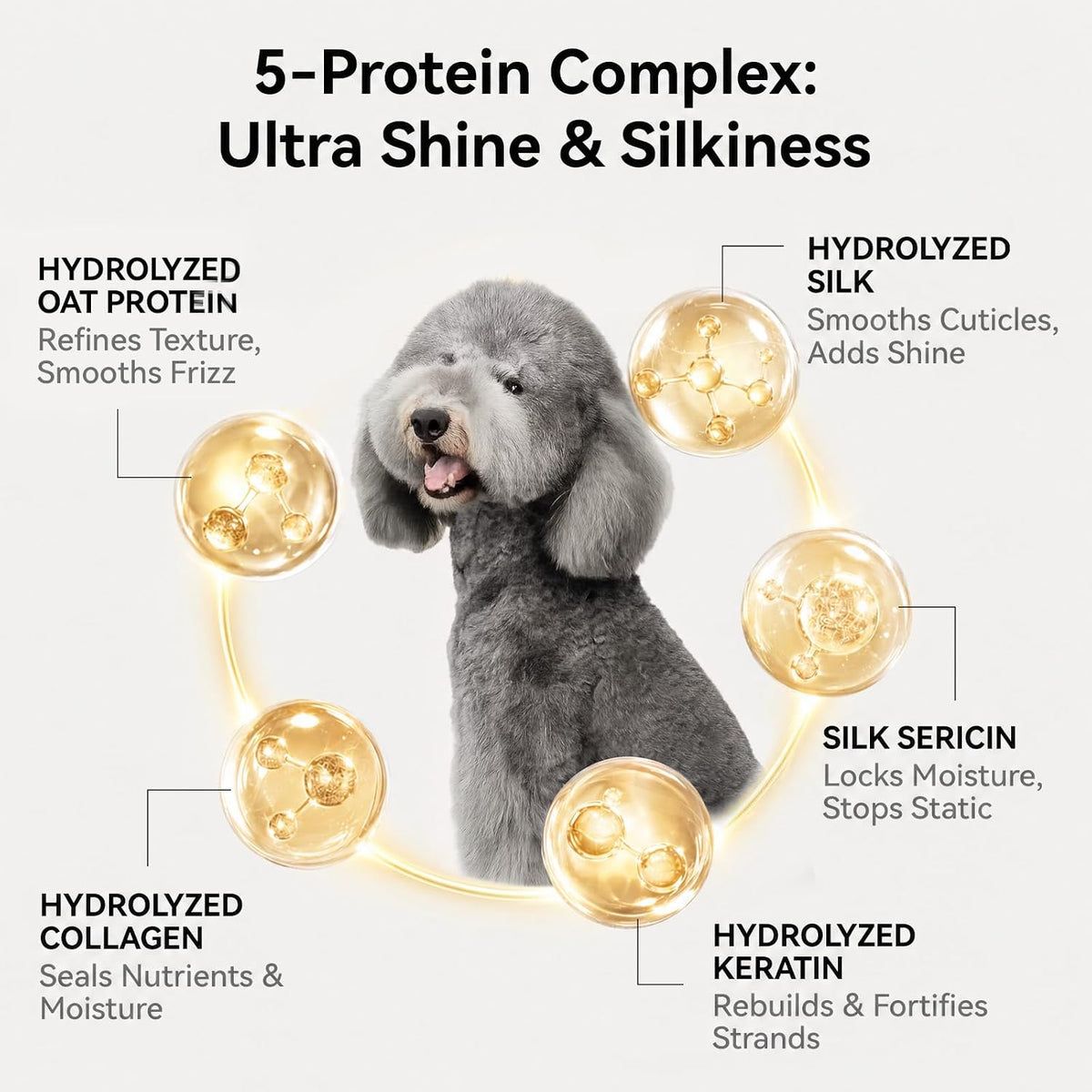Aumuca dematting spray for doodles and poodles to remove stubborn fur knots.