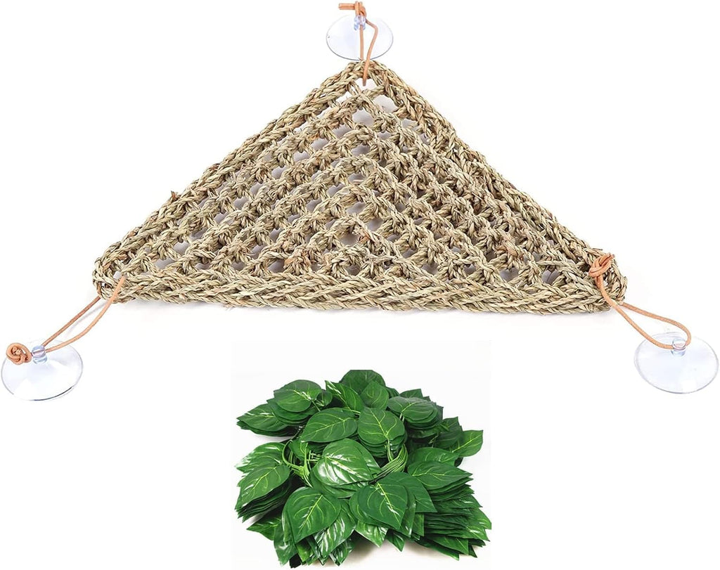 Hand-woven natural seaweed reptile habitat decor product packaging view