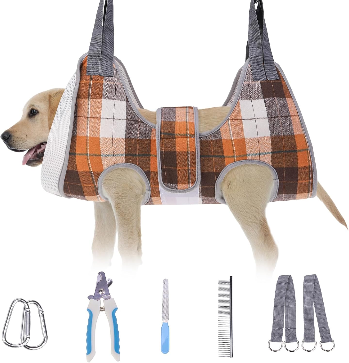 BEAUTYZOO Dog Grooming Hammock for Small Dogs Cat- Dog Sling for Nail Trimming/Clipping- Dog Hanging Harness Holder with Thick Fabric Neck Support & Strap Restraint Claw Care, Beige S - Image 15