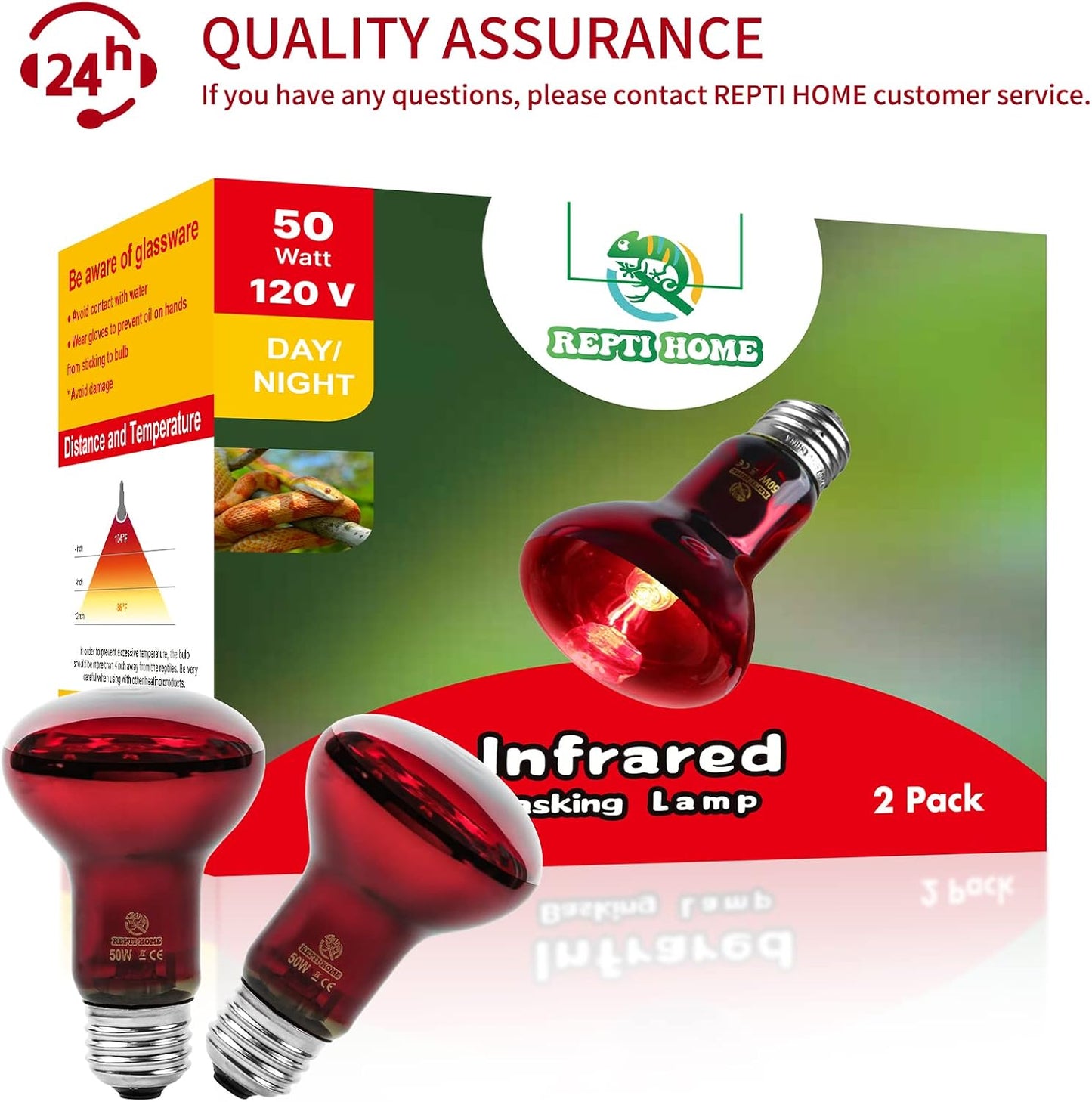 REPTI HOME infrared basking spot light packaging showing two pieces.