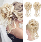 HOOJIH messy bun hair piece front view showcasing tousled updo extensions for voluminous hairstyles.