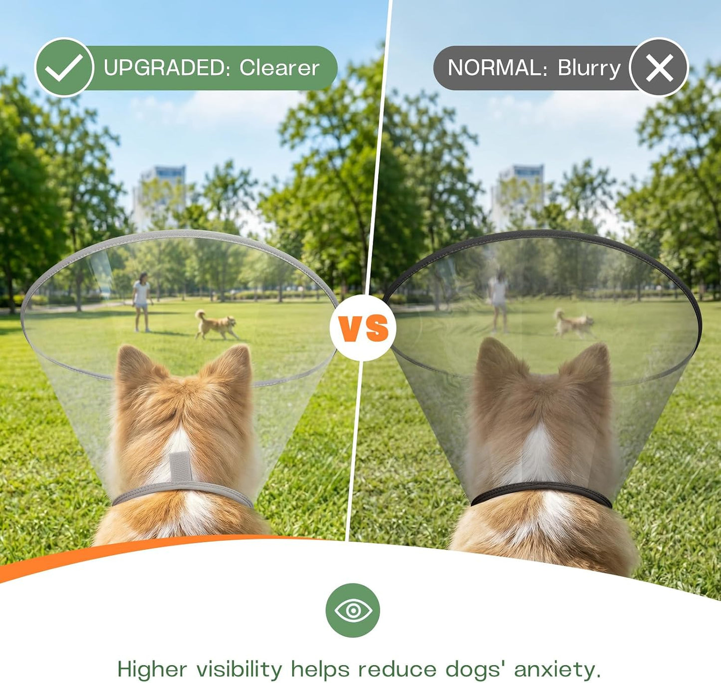 Joypig elizabethan collar showing adjustable closure system