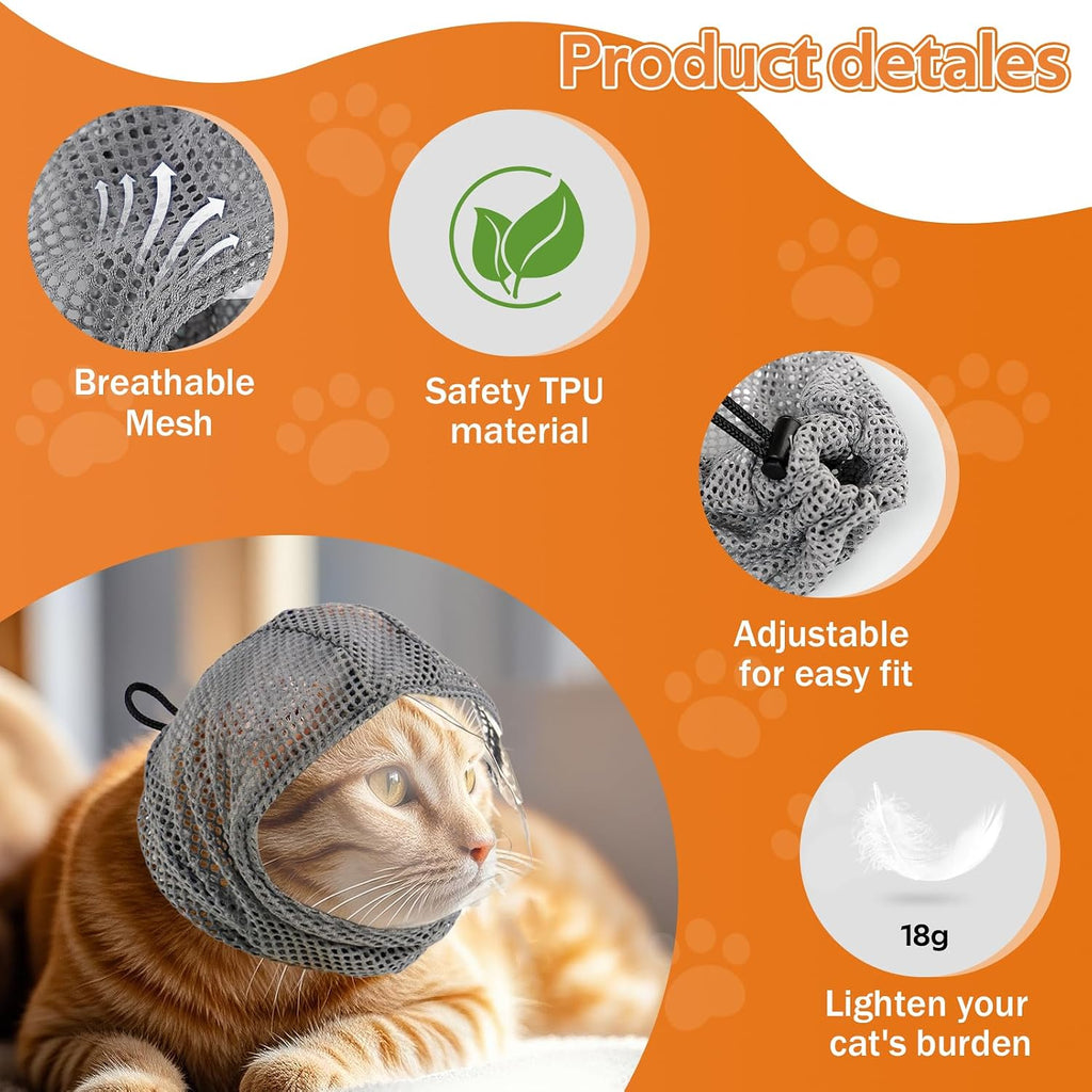 Adjustable hook and loop straps on Parawo cat mask for grooming