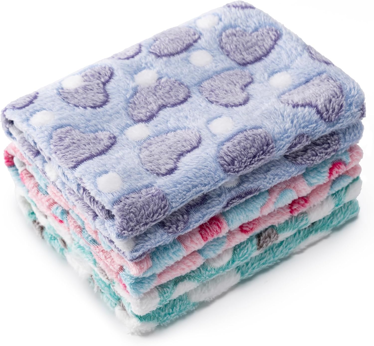 1 Pack 3 Blankets Super Soft Fluffy Premium Fleece Pet Blanket Flannel Paw Printed Throw for Dog Puppy Cat (Small 23x16'', Brown, Pink, White) - Image 10