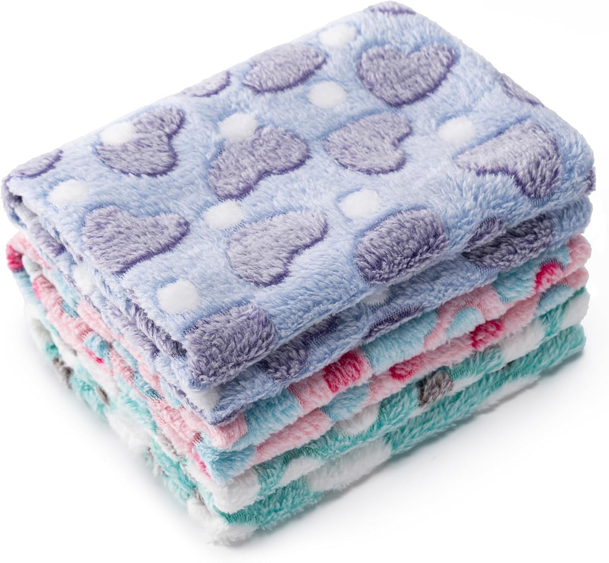 1 Pack 3 Blankets Super Soft Fluffy Premium Fleece Pet Blanket Flannel Paw Printed Throw for Dog Puppy Cat (Small 23x16'', Brown, Pink, White) - Image 10