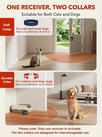 MIMOFPET electronic pet boundary device showing the bright digital color display panel.