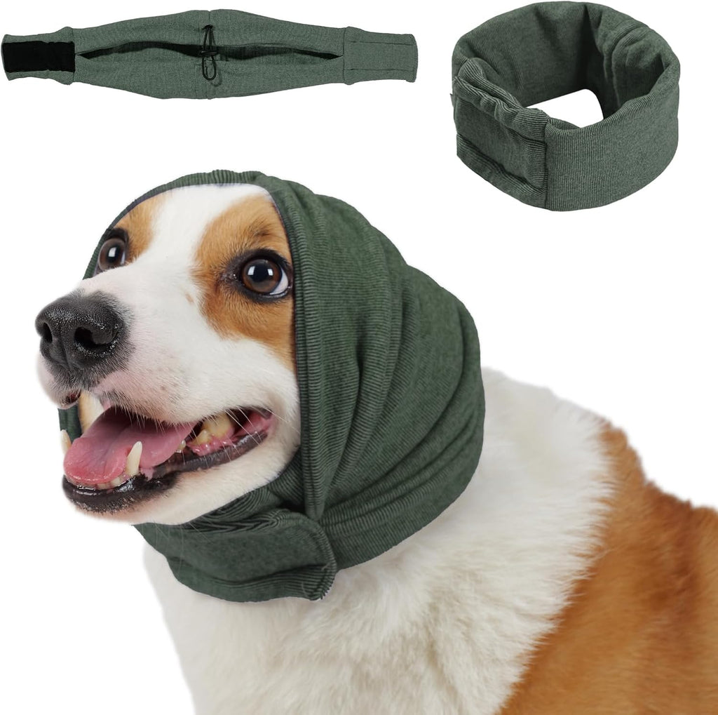 Premium imported pet anxiety relief head wrap packaging and details.