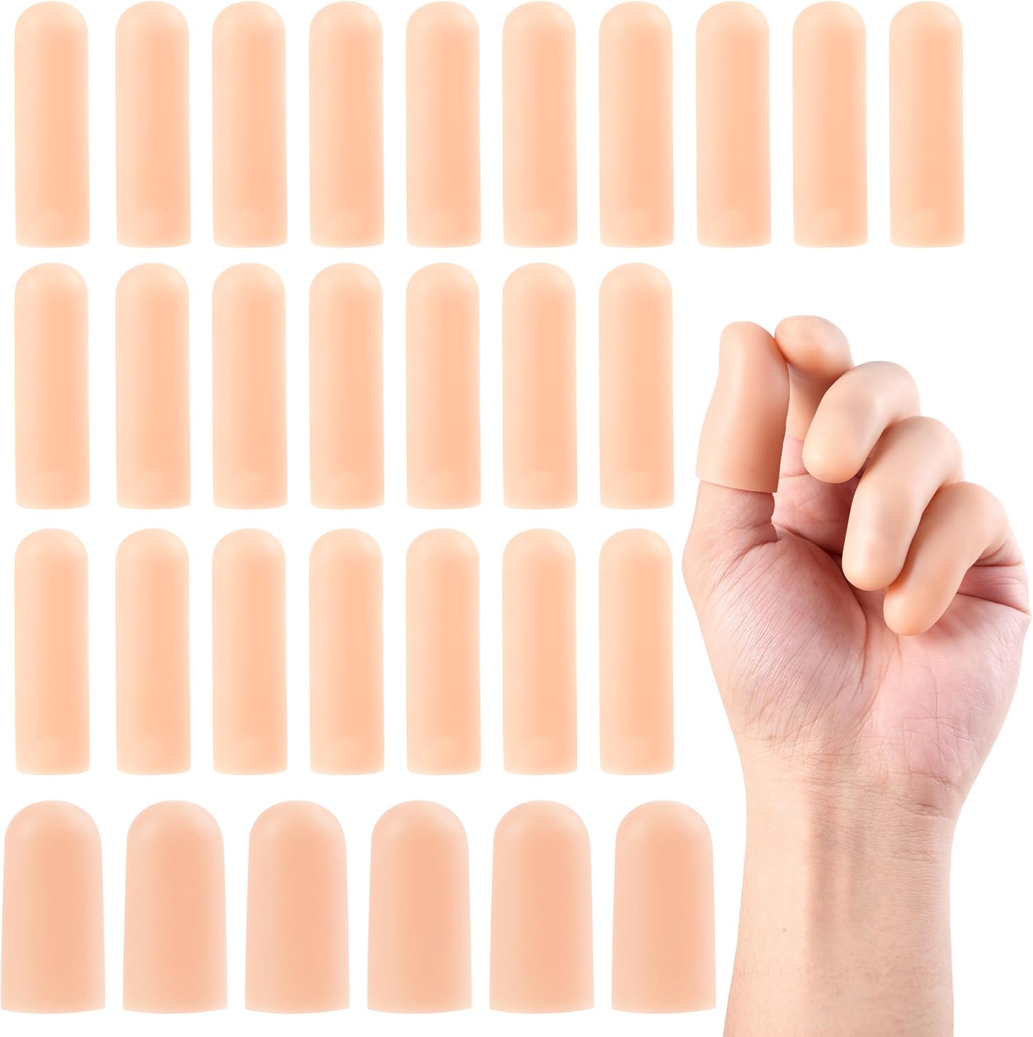 MoHern gel finger cots front view of 30 pieces pack in skin color