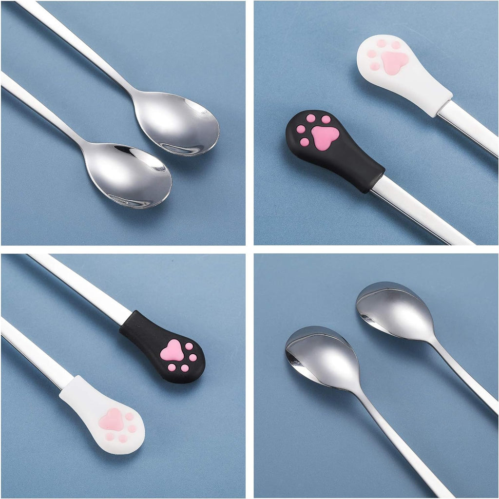 Patelai stainless steel spoon reaching into cat food can