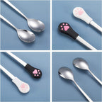 Patelai stainless steel spoon reaching into cat food can