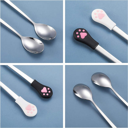 Patelai stainless steel spoon reaching into cat food can