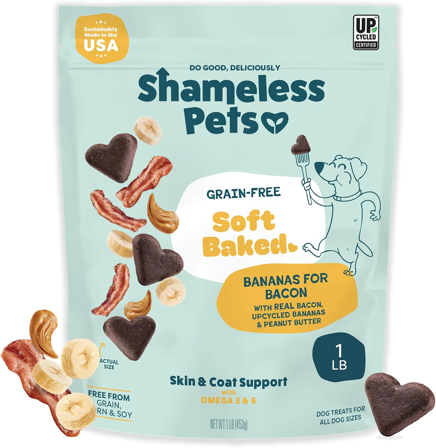 Shameless Pets Soft-Baked Dog Treats, Bananas for Bacon | Healthy Treats for Small, Medium & Large Dogs | Skin & Coat Support with Omega-3 & Omega-6 | Grain-Free, Made in USA | 6 oz - Image 15