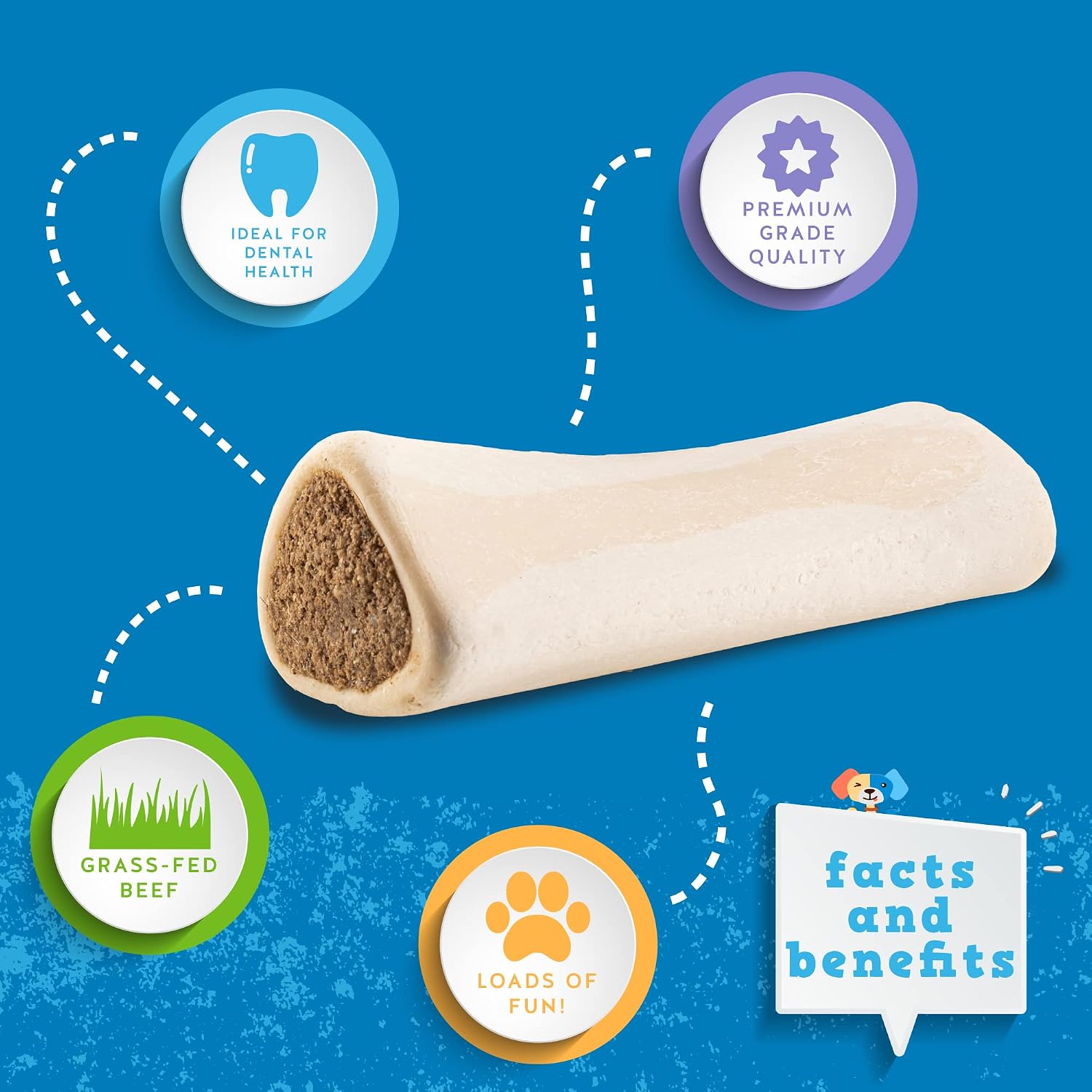 Durable beef bone treat for large aggressive chewers