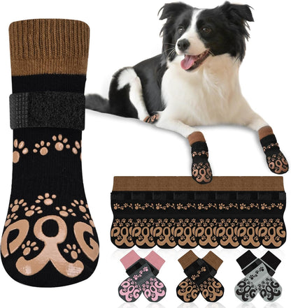 Dog Socks for Hardwood Floors Anti Slip - Double Side Dogs Booties to Prevent Licking, Hot Pavement Paw Protectors, No Twist Dog Grippy Socks for Senior Dogs, Light Grey and Black, L - Image 8