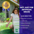BioTurf dual action urine and feces neutralizer components spread out on a lawn.