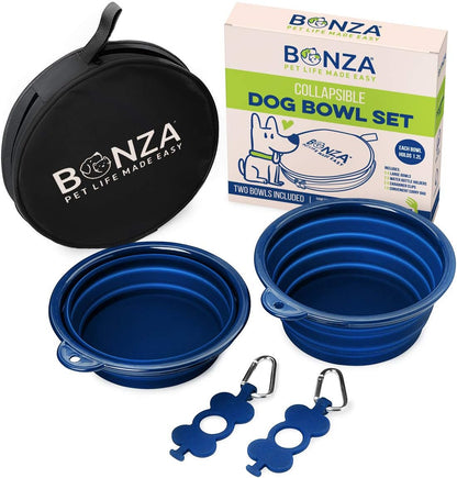 Bonza Collapsible Dog Water Bowl - BPA-Free Silicone Dog Dish - Reinforced Rim Collapsible Bowl - Carabiner Clip Travel Dishes for Pets - for Hiking, Camping & Car Trips - Large 33 Oz, Navy Blue - Image 11