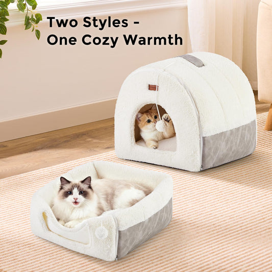 Zomisia foldable cat hideaway in open bed mode