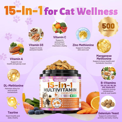 Daily dosage instructions chart based on cat weight listed on the supplement packaging