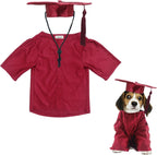 GraduatePro Dog Graduation Cap and Gown Costume Set - Adjustable Knit Fabric with Gold Tassel, 4 Sizes (S/M/L/XL) for Small Dogs & Cats to Medium Dogs, Washable Formal Pet Graduation Attire (Black) - Image 14