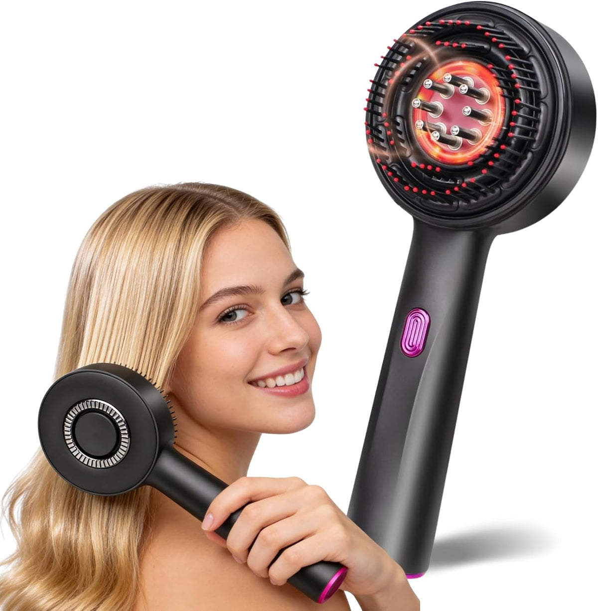 Flexi Madhav hair growth comb front view showing bristles and light therapy diodes
