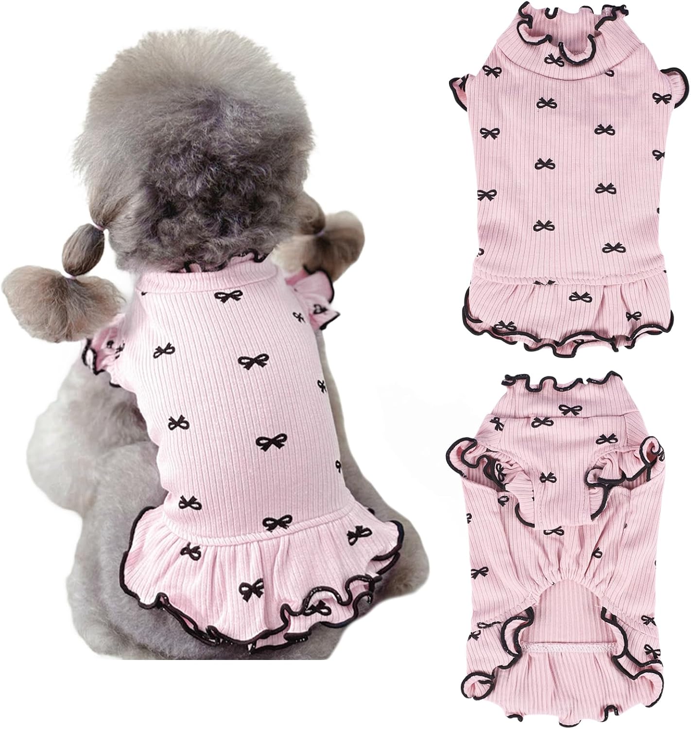 Small Dog Clothes Extra Small Dogs Spring Summer Dress Cute Soft and Breathable Outfits for Female Chihuahua Shih Tzu Yorkshire Puppy Cats (Pink, Small) - Image 9