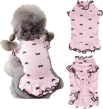 Small Dog Clothes Extra Small Dogs Spring Summer Dress Cute Soft and Breathable Outfits for Female Chihuahua Shih Tzu Yorkshire Puppy Cats (Pink, Small) - Image 9