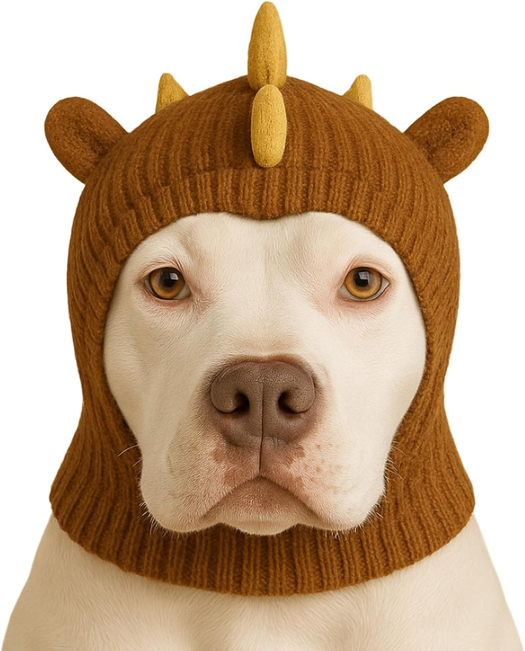 LovinPet Dinosaur Dog Hat Snood for Medium & Large Dogs, Dino Costume Ear & Neck Warmer, Soft 4Way Stretch Knit, Adjustable Fit, One Size,Orange - Image 9