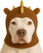 LovinPet Dinosaur Dog Hat Snood for Medium & Large Dogs, Dino Costume Ear & Neck Warmer, Soft 4Way Stretch Knit, Adjustable Fit, One Size,Orange - Image 9