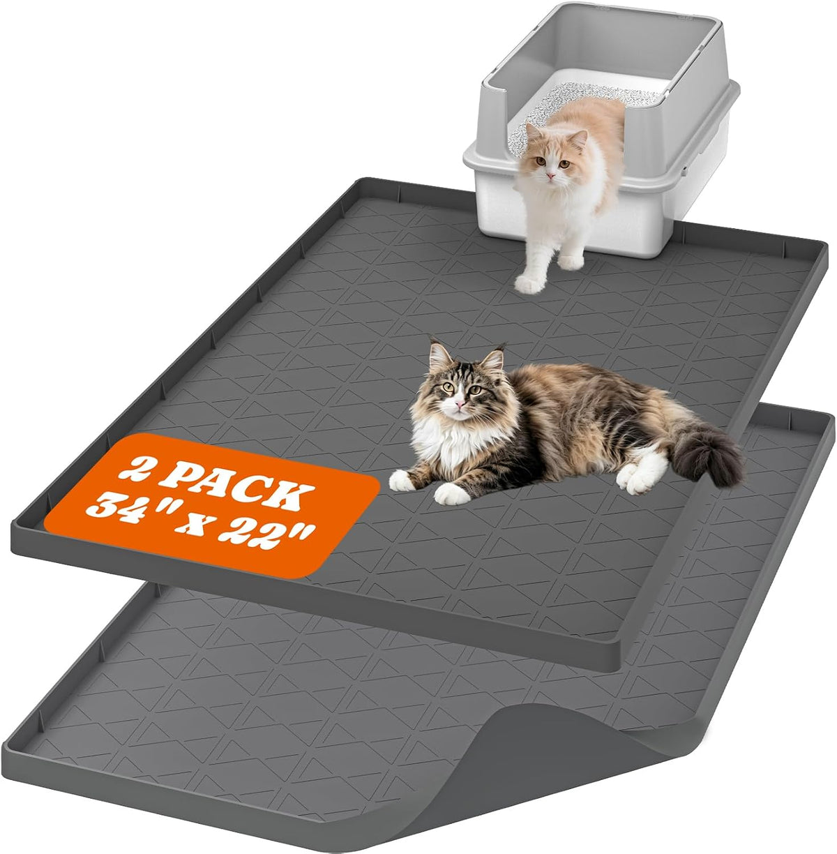Pawtners large cat litter mat front view premium floor protector