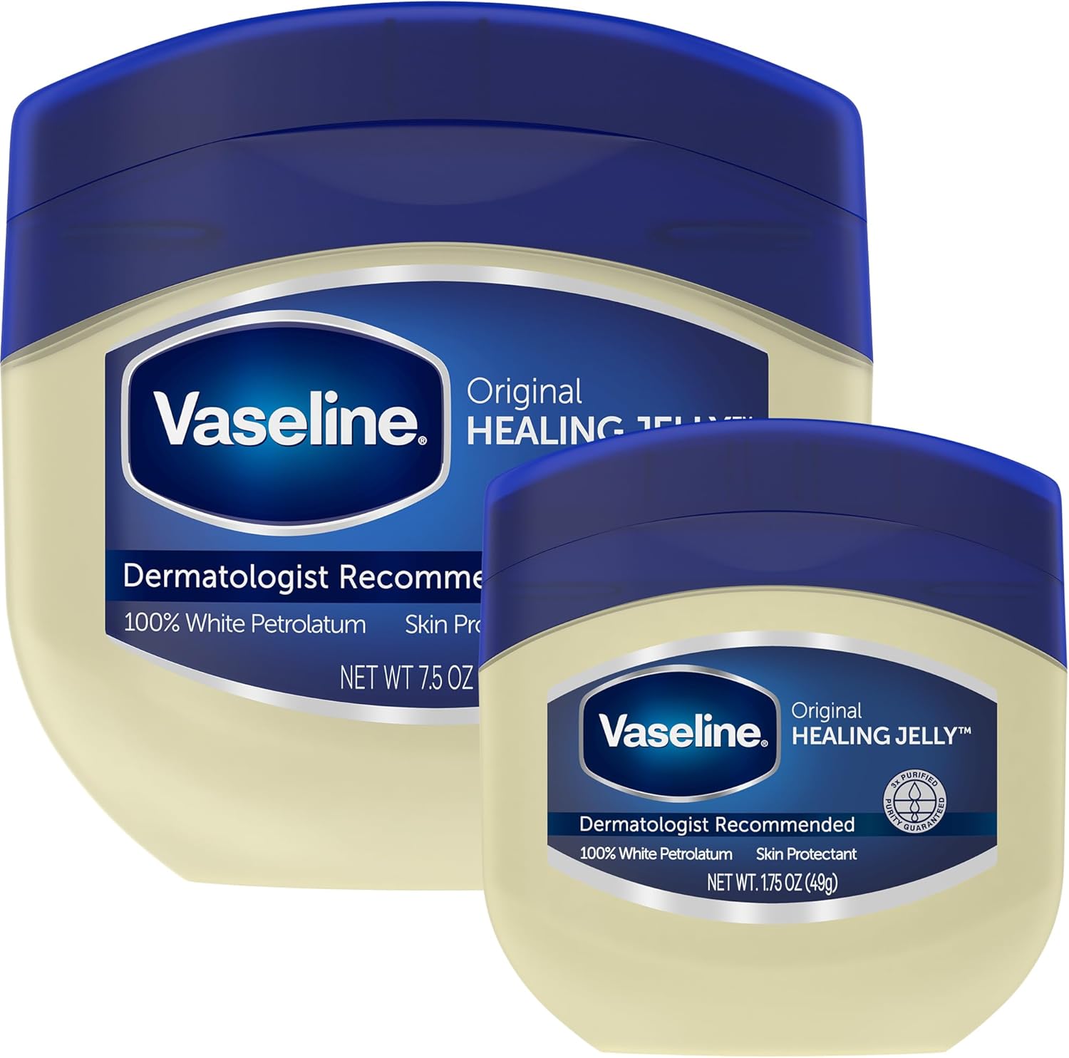Vaseline Original Petroleum Jelly Variety Pack front view showing both imported skin protectant jars