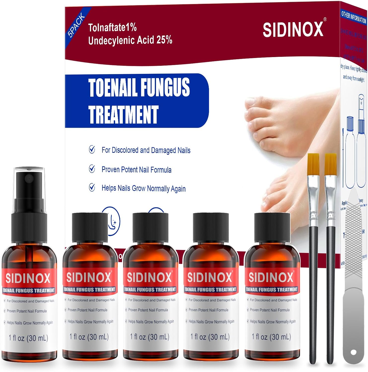 Sidinox Toenail Fungus Treatment Extra Strength 5 Pack front view