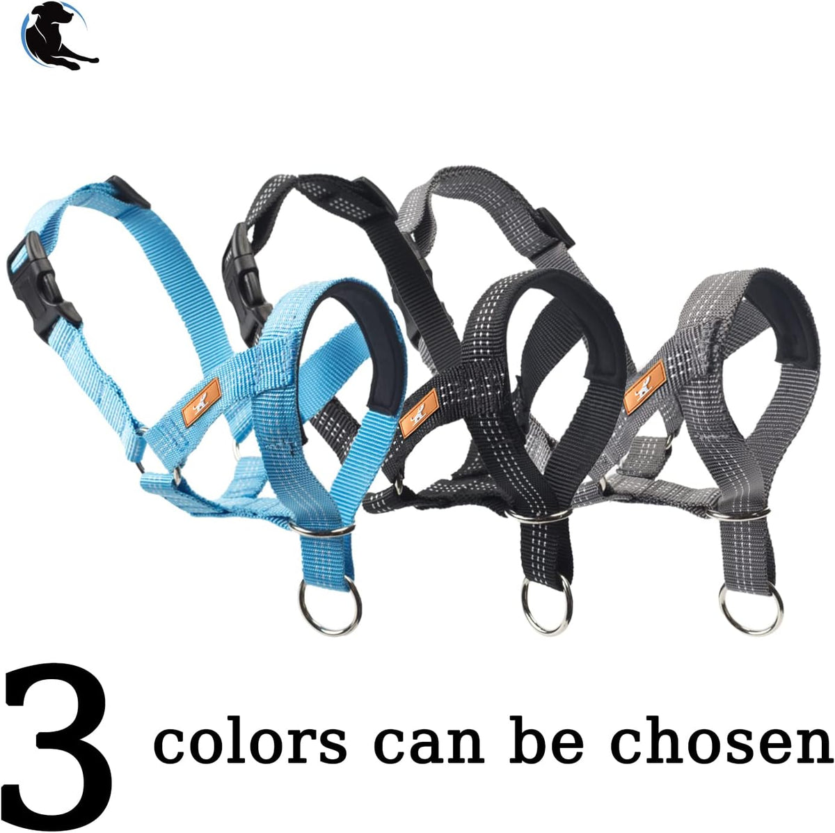 Dog Head Collar with Silk Thread, Soft and Adjustable Head Halter Collar for Small Medium Large Dogs in Striped Pattern(L,Black) - Image 5