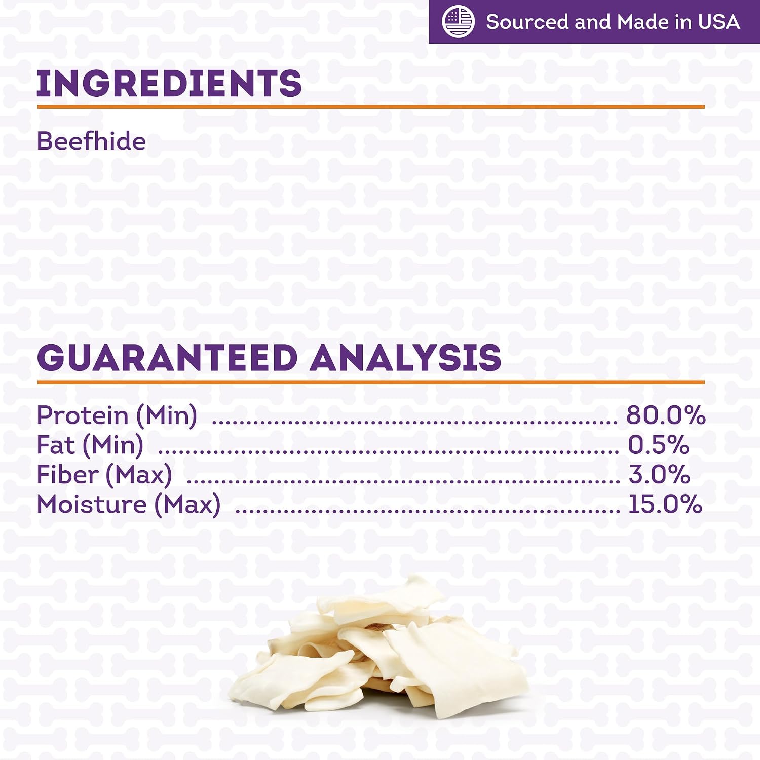 Treatly twelve ounce natural flavor dog chew chips nutritional information