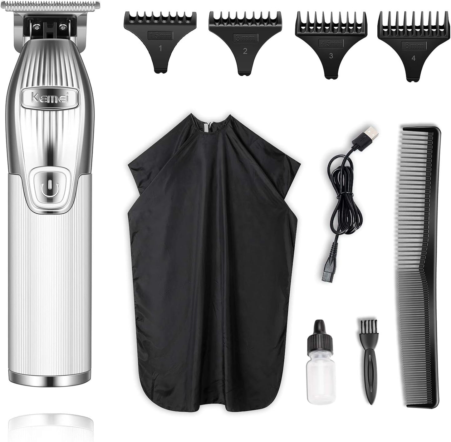 Kemei Original professional 0mm baldheaded hair clipper front view showing metallic outliner body design.