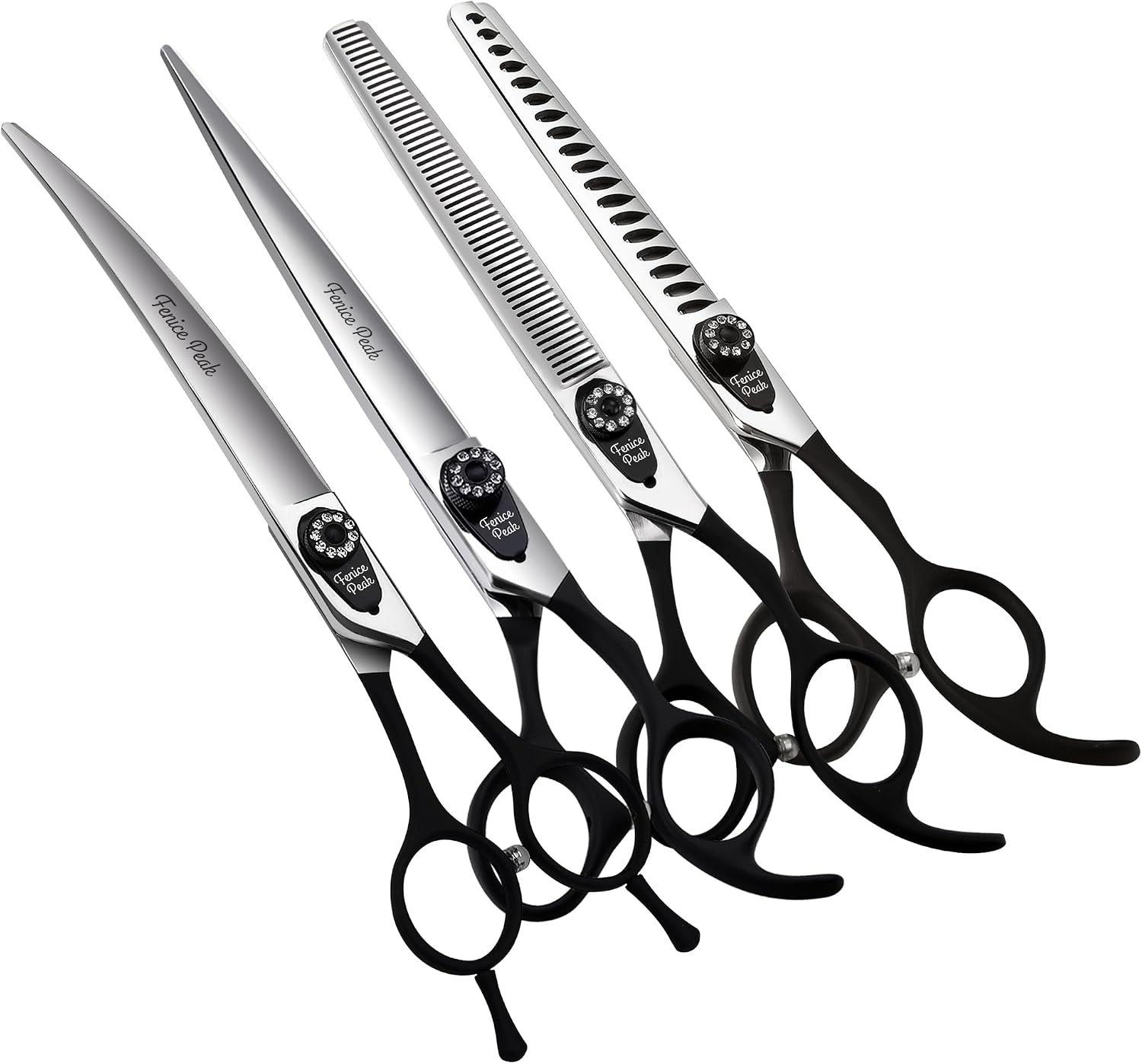 7.0'' Professional Dog Grooming Scissors Set with Black Non-Slip Handle 440C Stainless Steel Straight Thinning Curved Chunker Shears 4pcs Set for Pet Grooming Services - Image 10