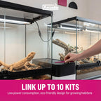 Complete Arcadia terrarium lighting kit displayed with power cable and accessories