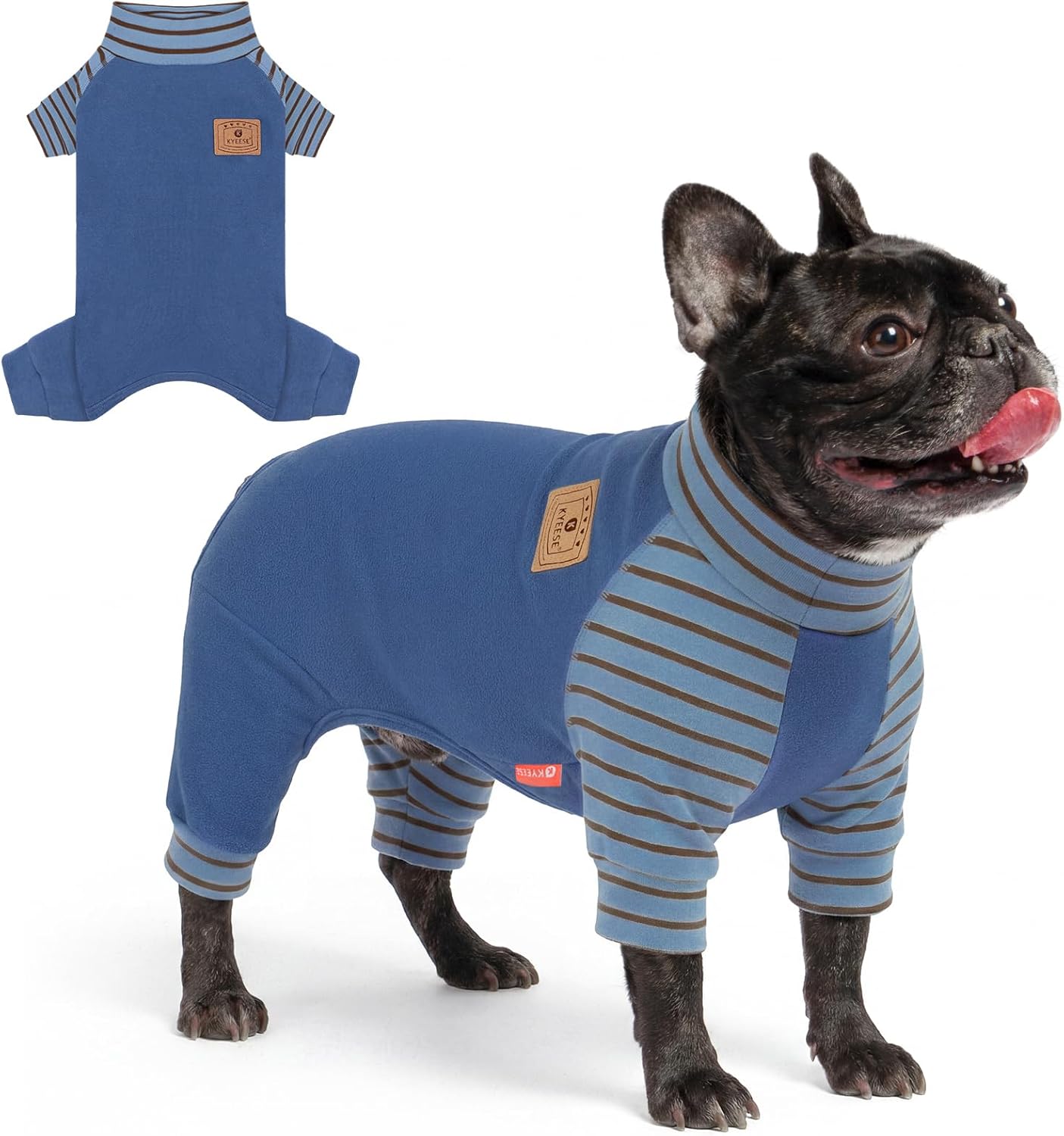 Back view of dog onesie with decorative bowtie