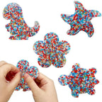 FOWSRHRG four pack skin picking fidget toys front view showcasing colorful beads embedded in silicone pads for dermatillomania relief.