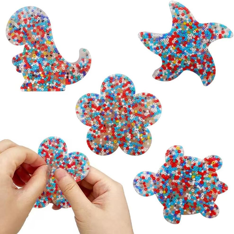 FOWSRHRG four pack skin picking fidget toys front view showcasing colorful beads embedded in silicone pads for dermatillomania relief.