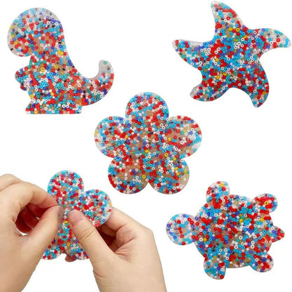 FOWSRHRG four pack skin picking fidget toys front view showcasing colorful beads embedded in silicone pads for dermatillomania relief.