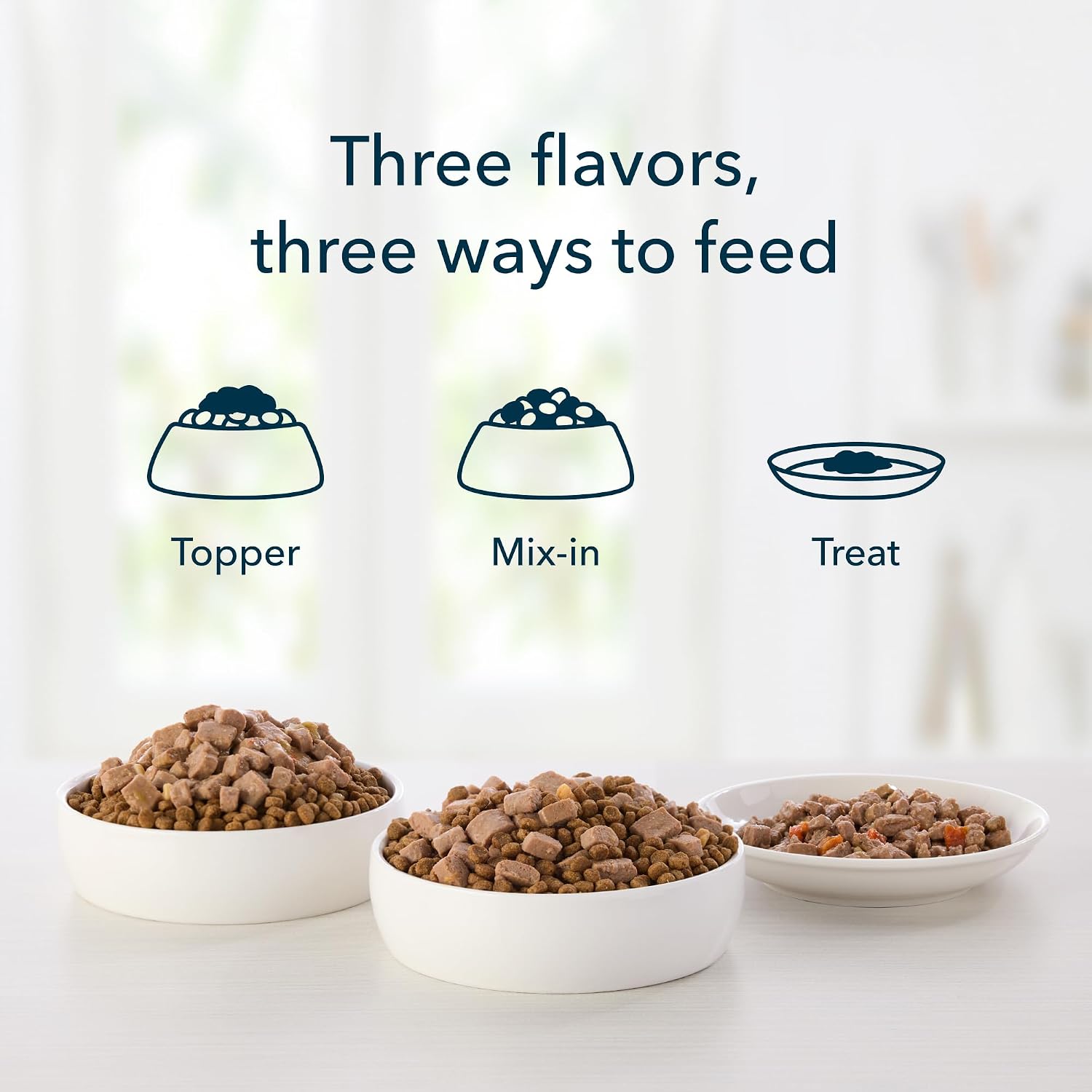 Grouped Wag USA imported dog food pouches in packaging