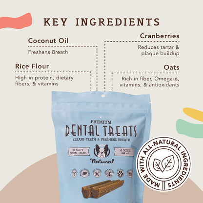 Natural dog breath freshener chews with mint oil and parsley ingredients