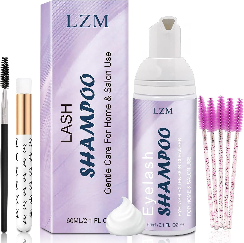 Lzm Lash Shampoo Kit front view packaging and bottle